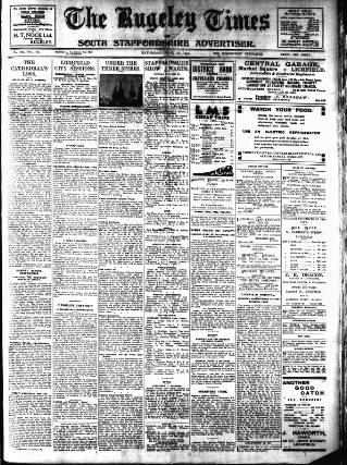 cover page of Rugeley Times published on June 18, 1932