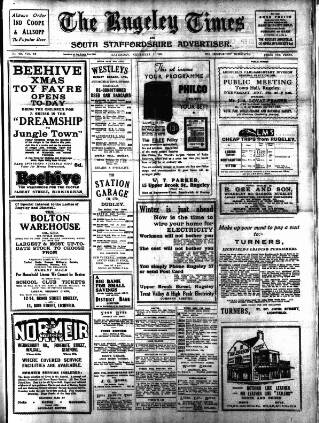 cover page of Rugeley Times published on November 2, 1935