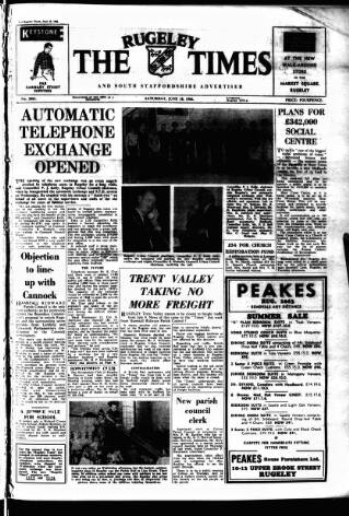 cover page of Rugeley Times published on June 18, 1966