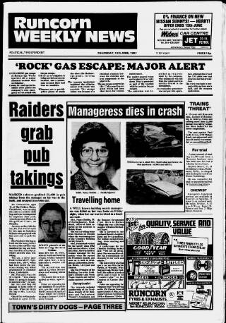 cover page of Runcorn Weekly News published on June 18, 1987