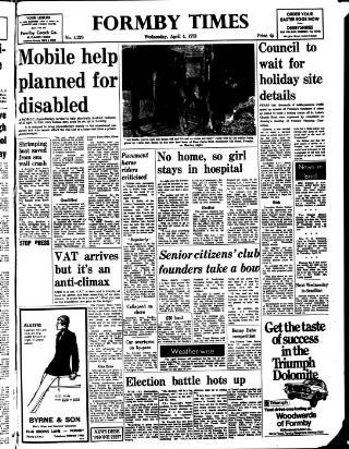 cover page of Formby Times published on April 4, 1973