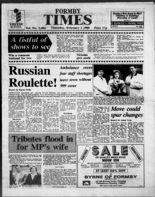 cover page of Formby Times published on February 2, 1989