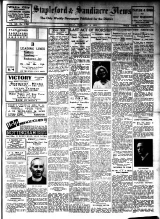 cover page of Stapleford & Sandiacre News published on February 2, 1935