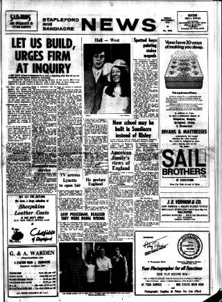 cover page of Stapleford & Sandiacre News published on November 2, 1973