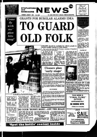 cover page of Stapleford & Sandiacre News published on August 2, 1984
