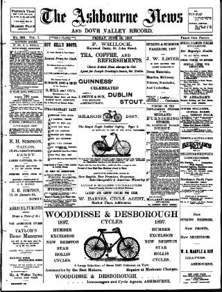 cover page of Ashbourne News Telegraph published on June 18, 1897