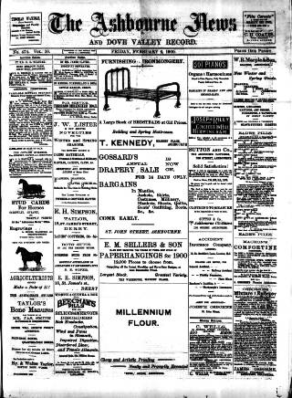 cover page of Ashbourne News Telegraph published on February 2, 1900