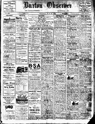 cover page of Burton Observer and Chronicle published on June 18, 1914