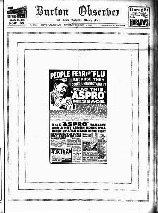 cover page of Burton Observer and Chronicle published on February 2, 1933