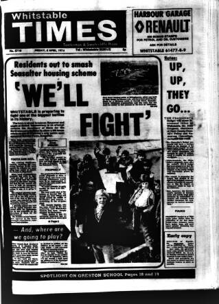 cover page of Whitstable Times and Herne Bay Herald published on April 5, 1974