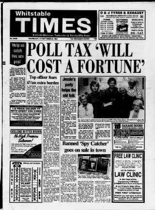 cover page of Whitstable Times and Herne Bay Herald published on September 17, 1987