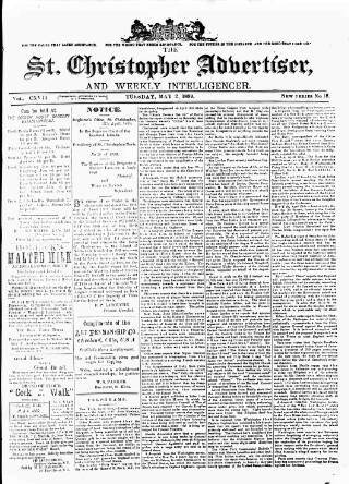 cover page of Saint Christopher Advertiser and Weekly Intelligencer published on May 2, 1899