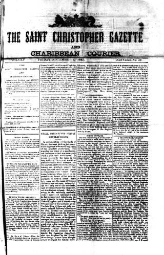 cover page of St. Christopher Gazette published on November 2, 1883