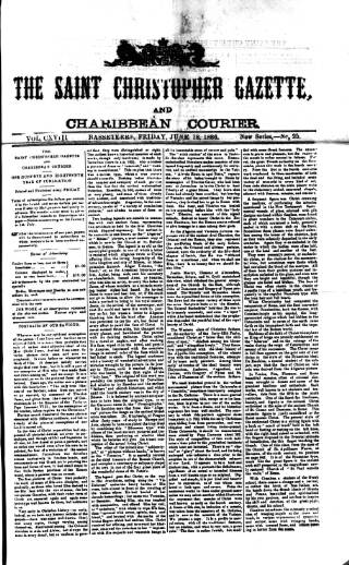 cover page of St. Christopher Gazette published on June 18, 1886