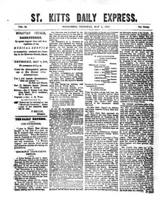 cover page of St. Kitts Daily Express published on May 2, 1912