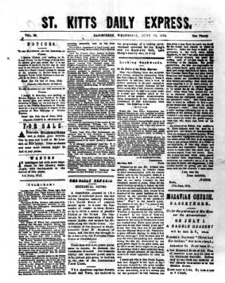 cover page of St. Kitts Daily Express published on June 18, 1913