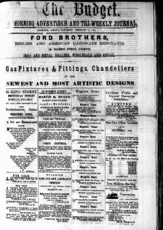 cover page of Budget (Jamaica) published on February 2, 1878