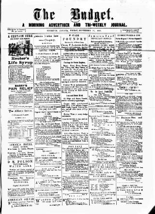 cover page of Budget (Jamaica) published on September 17, 1880