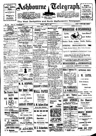 cover page of Ashbourne Telegraph published on May 2, 1913