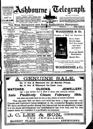 cover page of Ashbourne Telegraph published on February 2, 1923