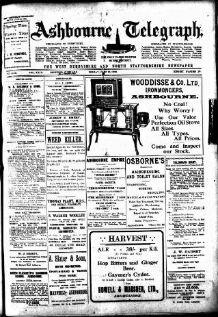 cover page of Ashbourne Telegraph published on June 18, 1926