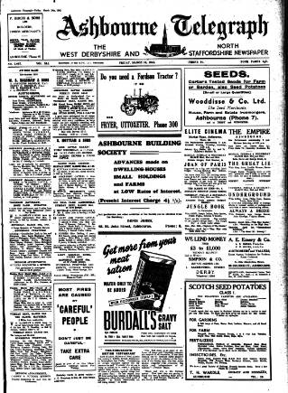 cover page of Ashbourne Telegraph published on March 19, 1943