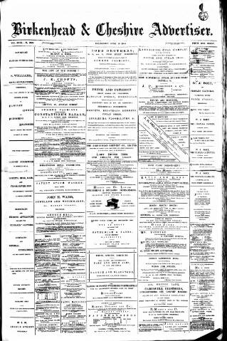 cover page of Birkenhead & Cheshire Advertiser published on June 18, 1884