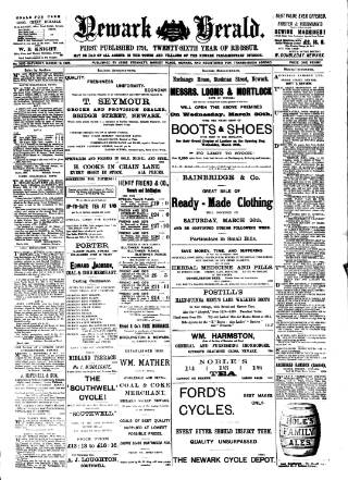 cover page of Newark Herald published on March 19, 1898