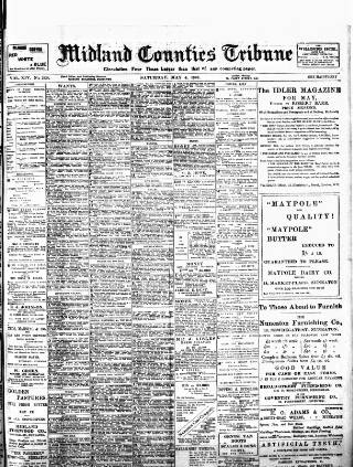 cover page of Midland Counties Tribune published on May 4, 1907