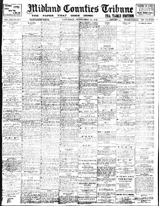 cover page of Midland Counties Tribune published on September 17, 1910