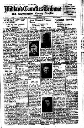 cover page of Midland Counties Tribune published on May 4, 1945