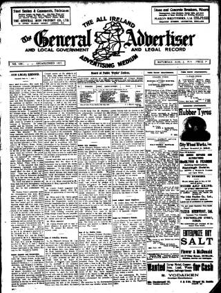 cover page of General Advertiser for Dublin, and all Ireland published on August 2, 1919