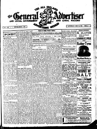 cover page of General Advertiser for Dublin and all Ireland published on June 18, 1921