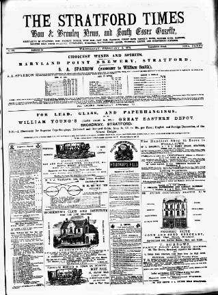 cover page of Stratford Times and South Essex Gazette published on February 2, 1876