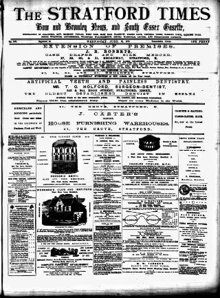 cover page of Stratford Times and South Essex Gazette published on June 18, 1879