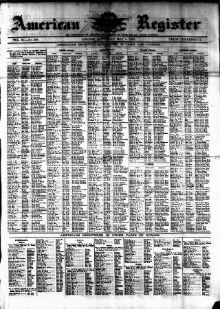 cover page of American Register published on May 4, 1878