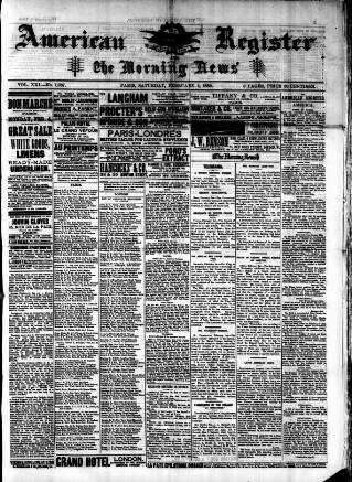 cover page of American Register published on February 2, 1889
