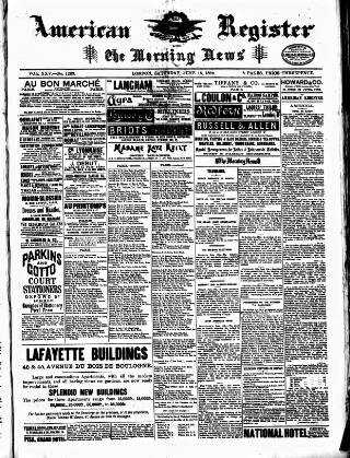 cover page of American Register published on June 18, 1892