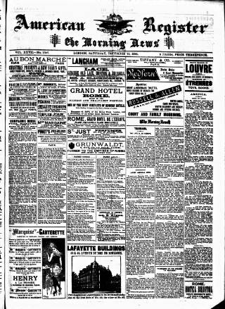 cover page of American Register published on December 15, 1894