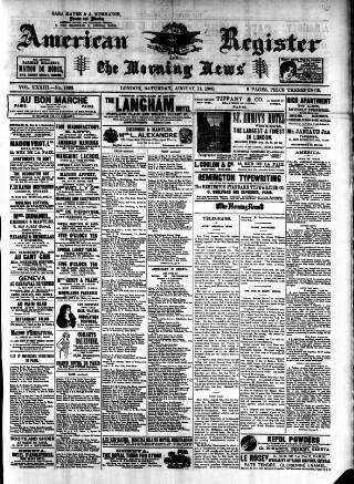 cover page of American Register published on August 11, 1900