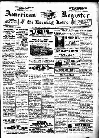 cover page of American Register published on February 2, 1901