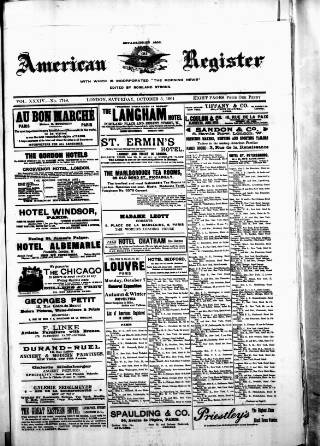 cover page of American Register published on October 5, 1901