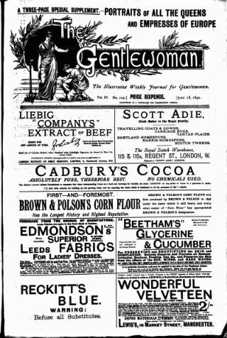 cover page of Gentlewoman published on June 18, 1892
