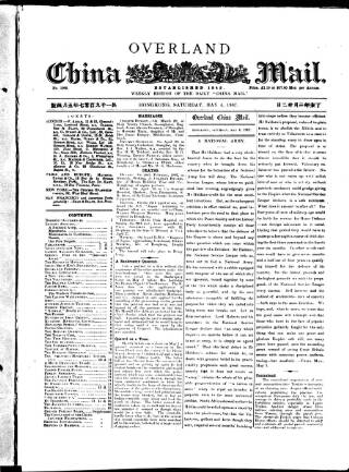 cover page of Overland China Mail published on May 4, 1907
