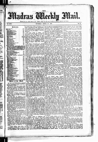 cover page of Madras Weekly Mail published on March 19, 1908