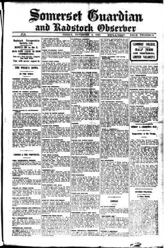 cover page of Somerset Guardian and Radstock Observer published on November 2, 1923