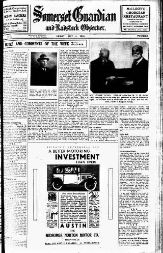 cover page of Somerset Guardian and Radstock Observer published on May 4, 1934