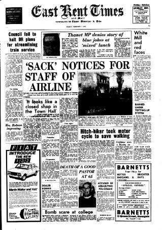 cover page of East Kent Times and Mail published on February 2, 1973