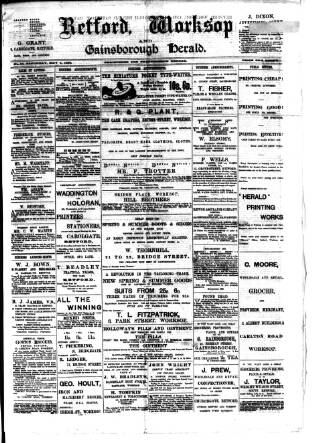 cover page of Retford and Worksop Herald and North Notts Advertiser published on May 4, 1889