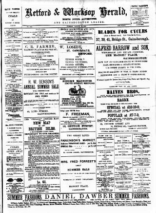 cover page of Retford and Worksop Herald and North Notts Advertiser published on August 2, 1904
